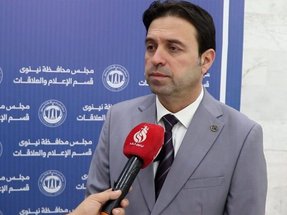أحمد ناظم آغا الدوبرداني يتحدث في مقابلة إعلامية حول الخزين المائي في سد الموصل.