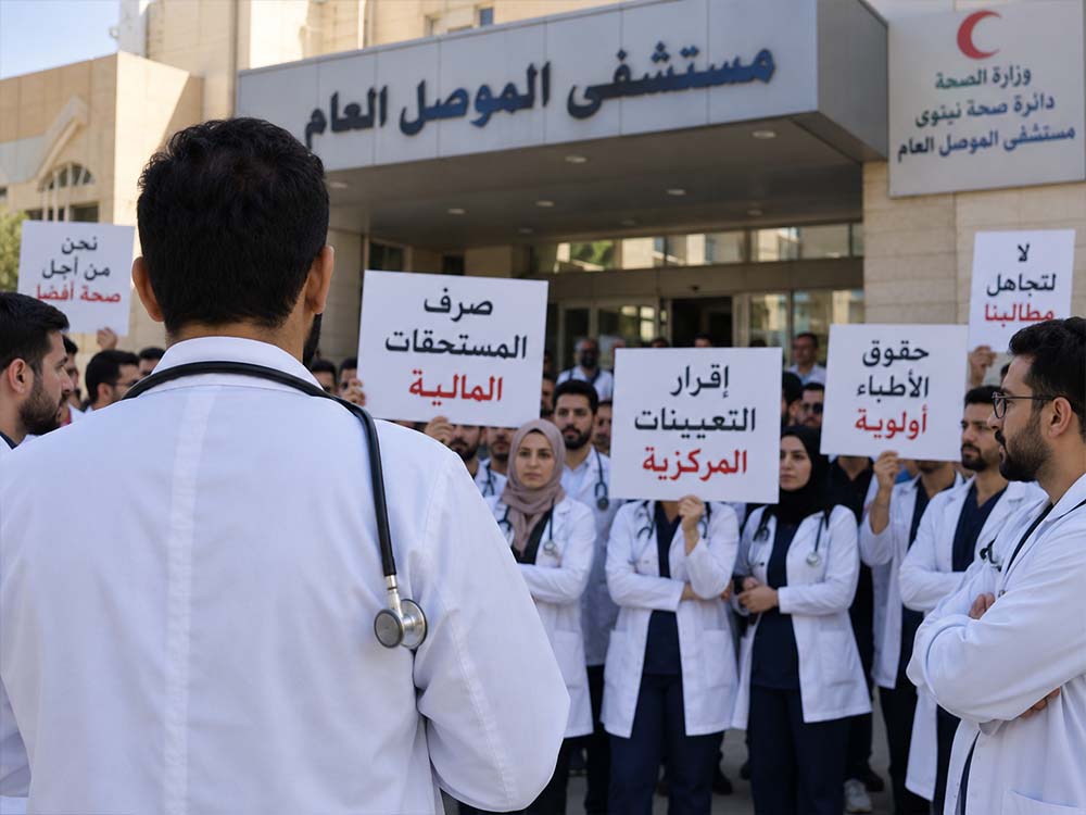 أطباء نينوى يواصلون الإضراب للمطالبة بالتعيينات وصرف المستحقات المالية