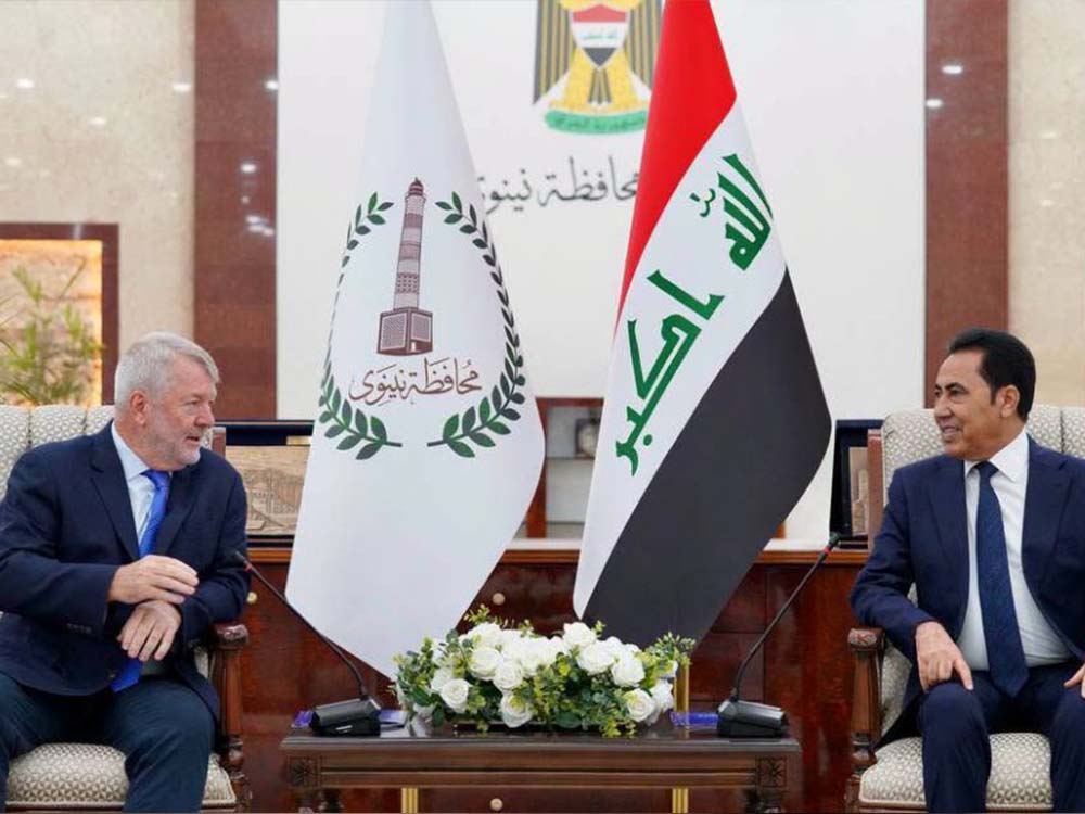 محافظ نينوى عبد القادر الدخيل يلتقي ممثل الأمم المتحدة لبحث مشروع الإسكان الأخضر في الموصل