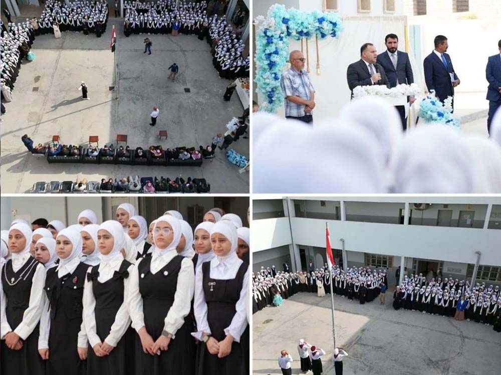 افتتاح ثانوية القيارة للمتفوقين والمتفوقات في ناحية القيارة جنوب الموصل، بحضور الطلبة وعدد من المسؤولين.